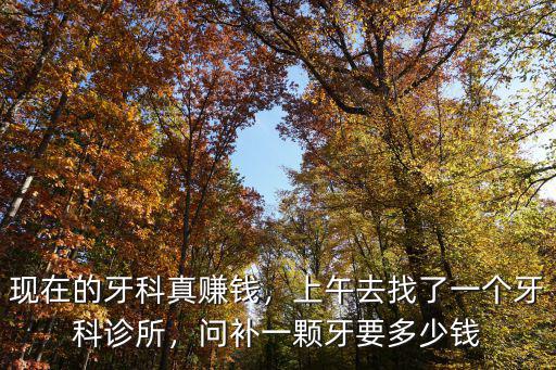 現(xiàn)在的牙科真賺錢，上午去找了一個牙科診所，問補一顆牙要多少錢