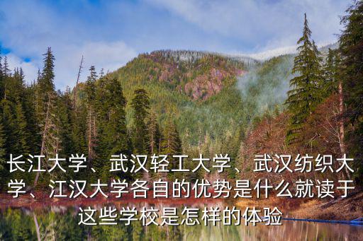 長江大學(xué)、武漢輕工大學(xué)、武漢紡織大學(xué)、江漢大學(xué)各自的優(yōu)勢是什么就讀于這些學(xué)校是怎樣的體驗(yàn)