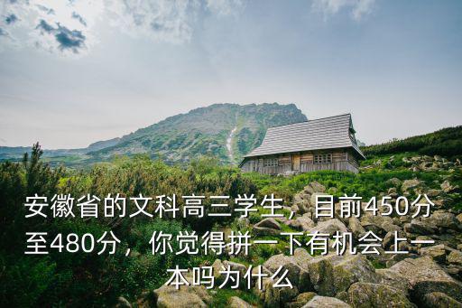 安徽省的文科高三學生，目前450分至480分，你覺得拼一下有機會上一本嗎為什么