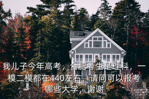 我兒子今年高考，合肥考生是理科，一模二模都在440左右，請問可以報考哪些大學，謝謝
