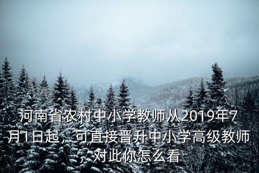 河南省農村中小學教師從2019年7月1日起，可直接晉升中小學高級教師，對此你怎么看