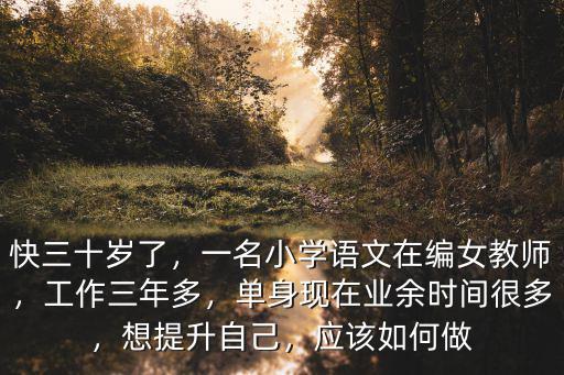 快三十歲了，一名小學語文在編女教師，工作三年多，單身現在業余時間很多，想提升自己，應該如何做