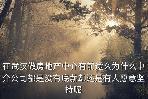 在武漢做房地產中介有前途么為什么中介公司都是沒有底薪卻還是有人愿意堅持呢