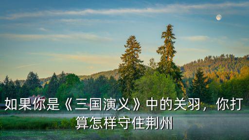 如果你是關羽怎么樣避免失荊州,你打算怎樣守住荊州