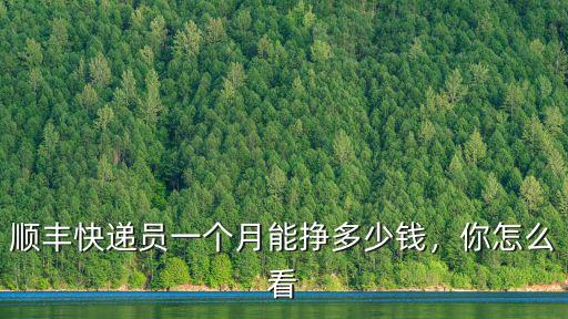順豐快遞員一個(gè)月能掙多少錢，你怎么看