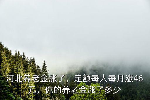 河北養老金漲了，定額每人每月漲46元，你的養老金漲了多少