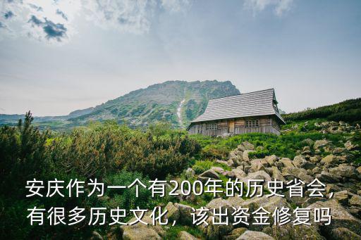 安慶作為一個有200年的歷史省會，有很多歷史文化，該出資金修復嗎