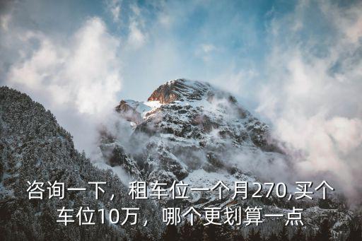 咨詢一下，租車位一個月270,買個車位10萬，哪個更劃算一點