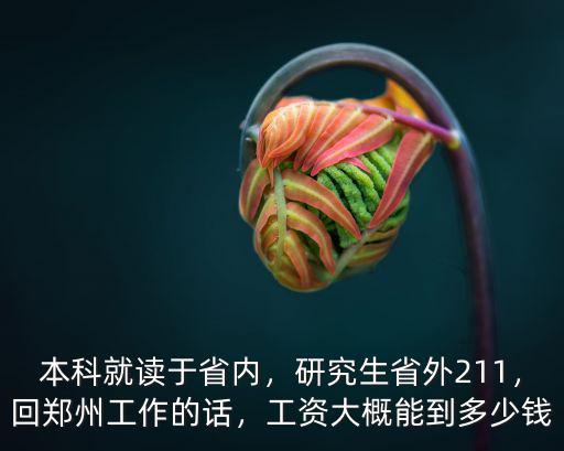 本科就讀于省內，研究生省外211，回鄭州工作的話，工資大概能到多少錢