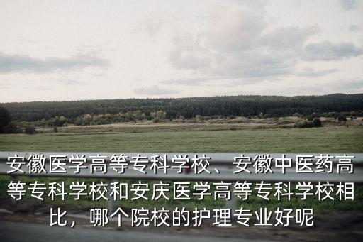 安徽醫學高等專科學校、安徽中醫藥高等專科學校和安慶醫學高等專科學校相比，哪個院校的護理專業好呢
