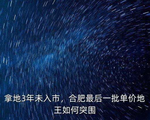 拿地3年未入市，合肥最后一批單價地王如何突圍