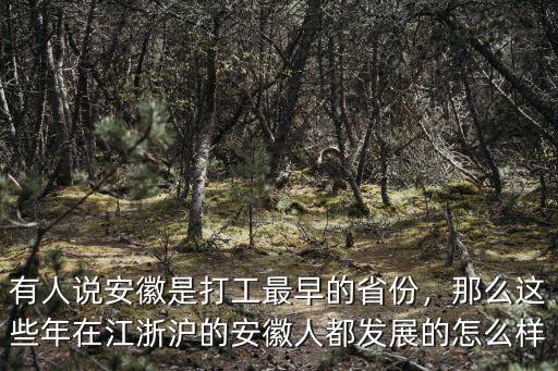 有人說安徽是打工最早的省份，那么這些年在江浙滬的安徽人都發展的怎么樣
