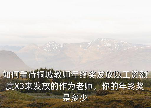 如何看待桐城教師年終獎發放以工資額度X3來發放的作為老師，你的年終獎是多少