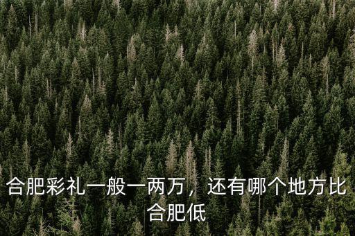 合肥彩禮一般一兩萬，還有哪個地方比合肥低