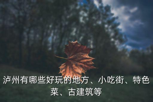 瀘州有哪些好玩的地方、小吃街、特色菜、古建筑等