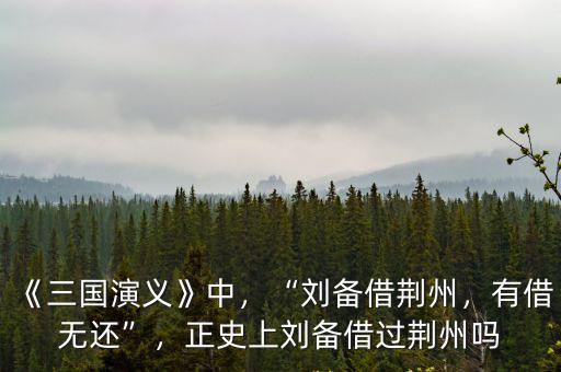 《三國演義》中，“劉備借荊州，有借無還”，正史上劉備借過荊州嗎