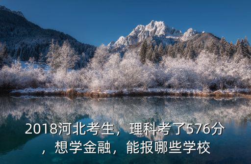 2018河北考生，理科考了576分，想學金融，能報哪些學校