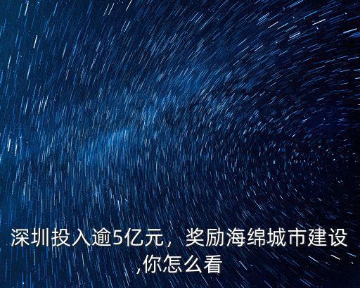 深圳投入逾5億元，獎勵海綿城市建設,你怎么看