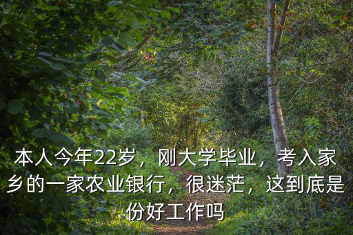 本人今年22歲，剛大學(xué)畢業(yè)，考入家鄉(xiāng)的一家農(nóng)業(yè)銀行，很迷茫，這到底是份好工作嗎