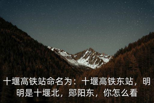 十堰高鐵站命名為：十堰高鐵東站，明明是十堰北，鄖陽東，你怎么看