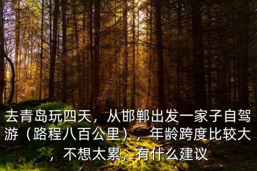 去青島玩四天，從邯鄲出發(fā)一家子自駕游（路程八百公里），年齡跨度比較大，不想太累，有什么建議