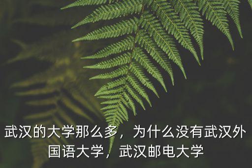 武漢的大學(xué)那么多，為什么沒(méi)有武漢外國(guó)語(yǔ)大學(xué)，武漢郵電大學(xué)