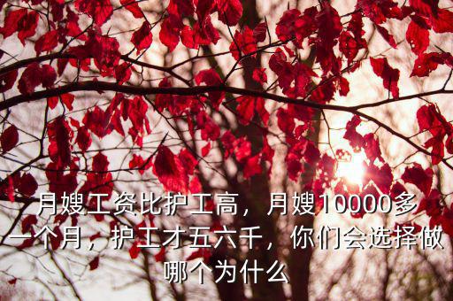 月嫂工資比護工高，月嫂10000多一個月，護工才五六千，你們會選擇做哪個為什么