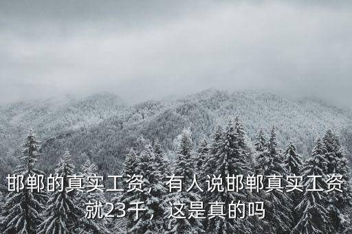 邯鄲的真實工資，有人說邯鄲真實工資就23千，這是真的嗎