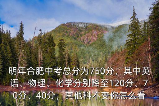 明年合肥中考總分為750分，其中英語、物理、化學分別降至120分、70分、40分，其他科不變你怎么看