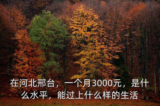 在河北邢臺，一個月3000元，是什么水平，能過上什么樣的生活
