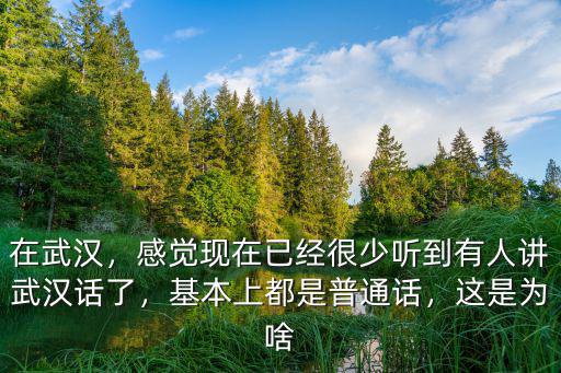 在武漢，感覺現在已經很少聽到有人講武漢話了，基本上都是普通話，這是為啥