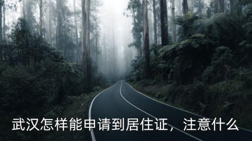 武漢怎樣能申請到居住證，注意什么