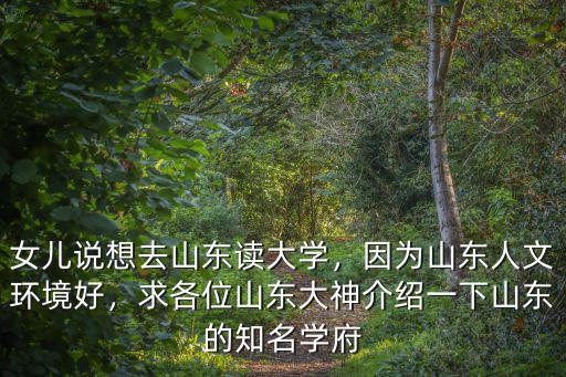 女兒說想去山東讀大學，因為山東人文環境好，求各位山東大神介紹一下山東的知名學府