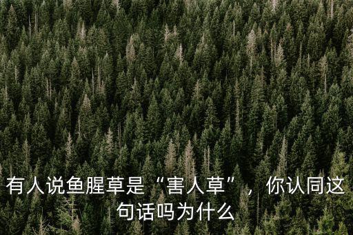 有人說魚腥草是“害人草”，你認同這句話嗎為什么
