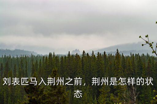 劉表怎么看荊州,劉表匹馬入荊州之前