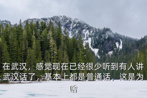 在武漢，感覺現在已經很少聽到有人講武漢話了，基本上都是普通話，這是為啥