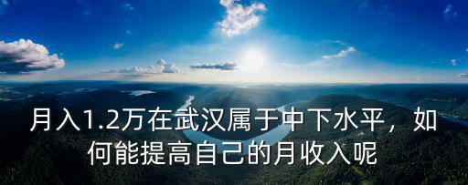 月入1.2萬在武漢屬于中下水平，如何能提高自己的月收入呢