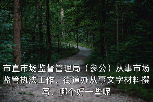 市直市場監(jiān)督管理局（參公）從事市場監(jiān)管執(zhí)法工作，街道辦從事文字材料撰寫，哪個(gè)好一些呢