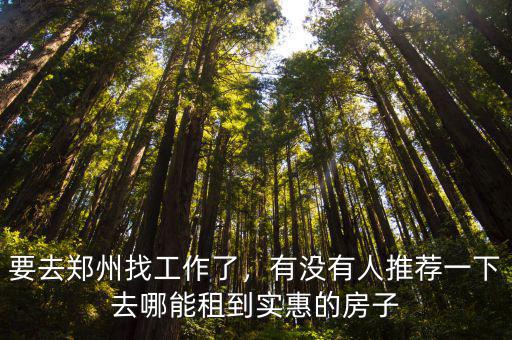 要去鄭州找工作了，有沒有人推薦一下去哪能租到實惠的房子