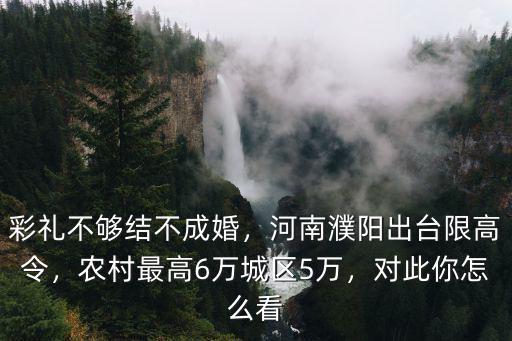 彩禮不夠結不成婚，河南濮陽出臺限高令，農村最高6萬城區5萬，對此你怎么看