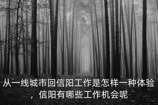 從一線城市回信陽工作是怎樣一種體驗，信陽有哪些工作機會呢