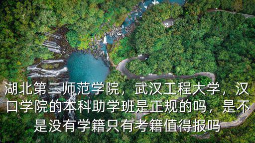 湖北第二師范學院，武漢工程大學，漢口學院的本科助學班是正規的嗎，是不是沒有學籍只有考籍值得報嗎