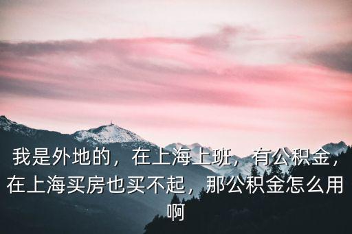 我是外地的，在上海上班，有公積金，在上海買房也買不起，那公積金怎么用啊