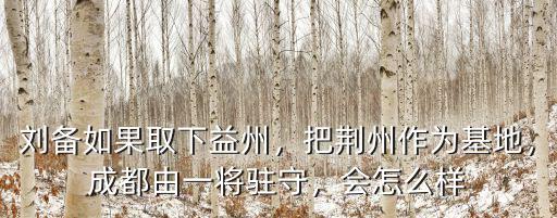 劉備占據荊州兗州會怎么樣,同樣占據荊州