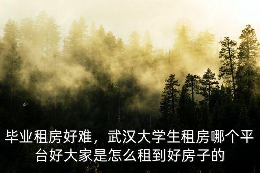 畢業租房好難，武漢大學生租房哪個平臺好大家是怎么租到好房子的