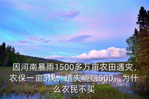 因河南暴雨1500多萬畝農田遇災，農保一畝5塊，遭災能賠500，為什么農民不買