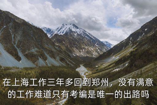在上海工作三年多回到鄭州，沒有滿意的工作難道只有考編是唯一的出路嗎