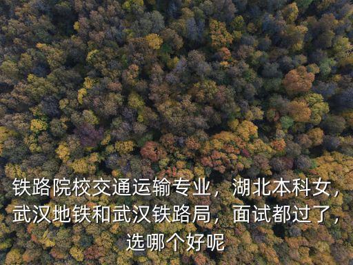 鐵路院校交通運輸專業，湖北本科女，武漢地鐵和武漢鐵路局，面試都過了，選哪個好呢