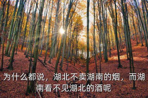 為什么都說，湖北不賣湖南的煙，而湖南看不見湖北的酒呢