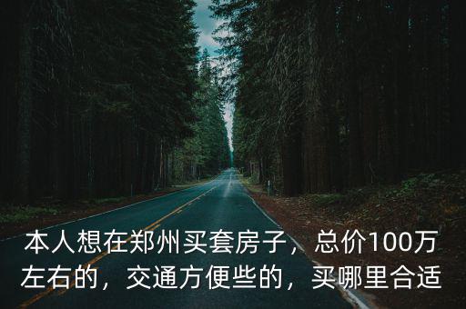本人想在鄭州買套房子，總價100萬左右的，交通方便些的，買哪里合適
